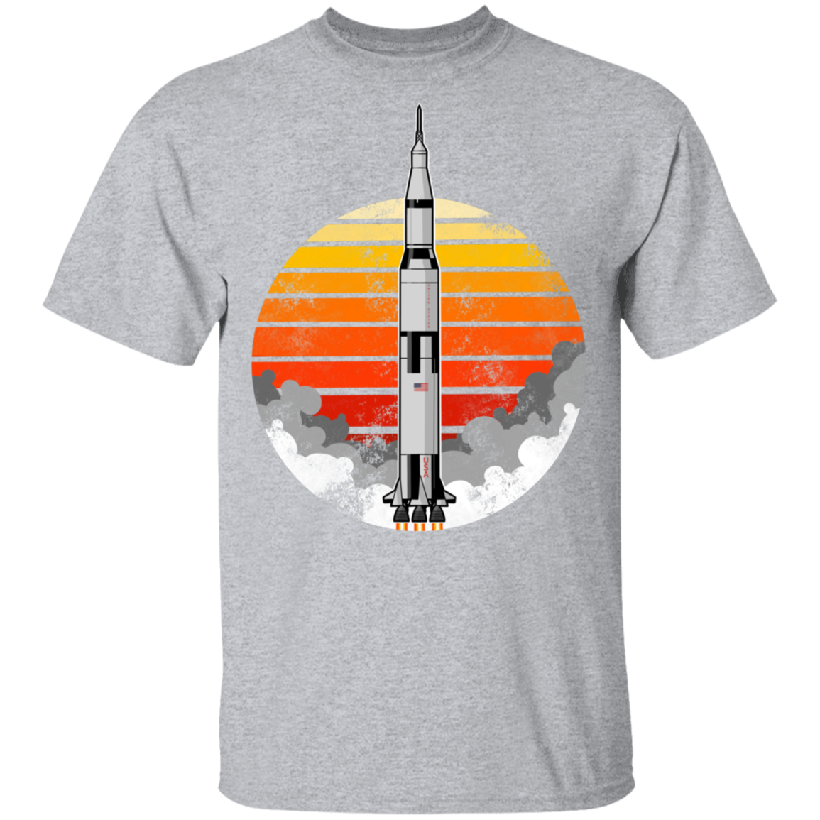 Men's Space USA Sun Rocket Ship Launch T-Shirt