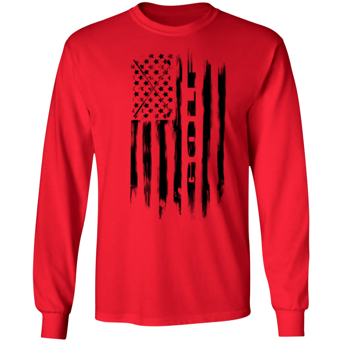 Golf Golfing American Flag Long Sleeve T-Shirt