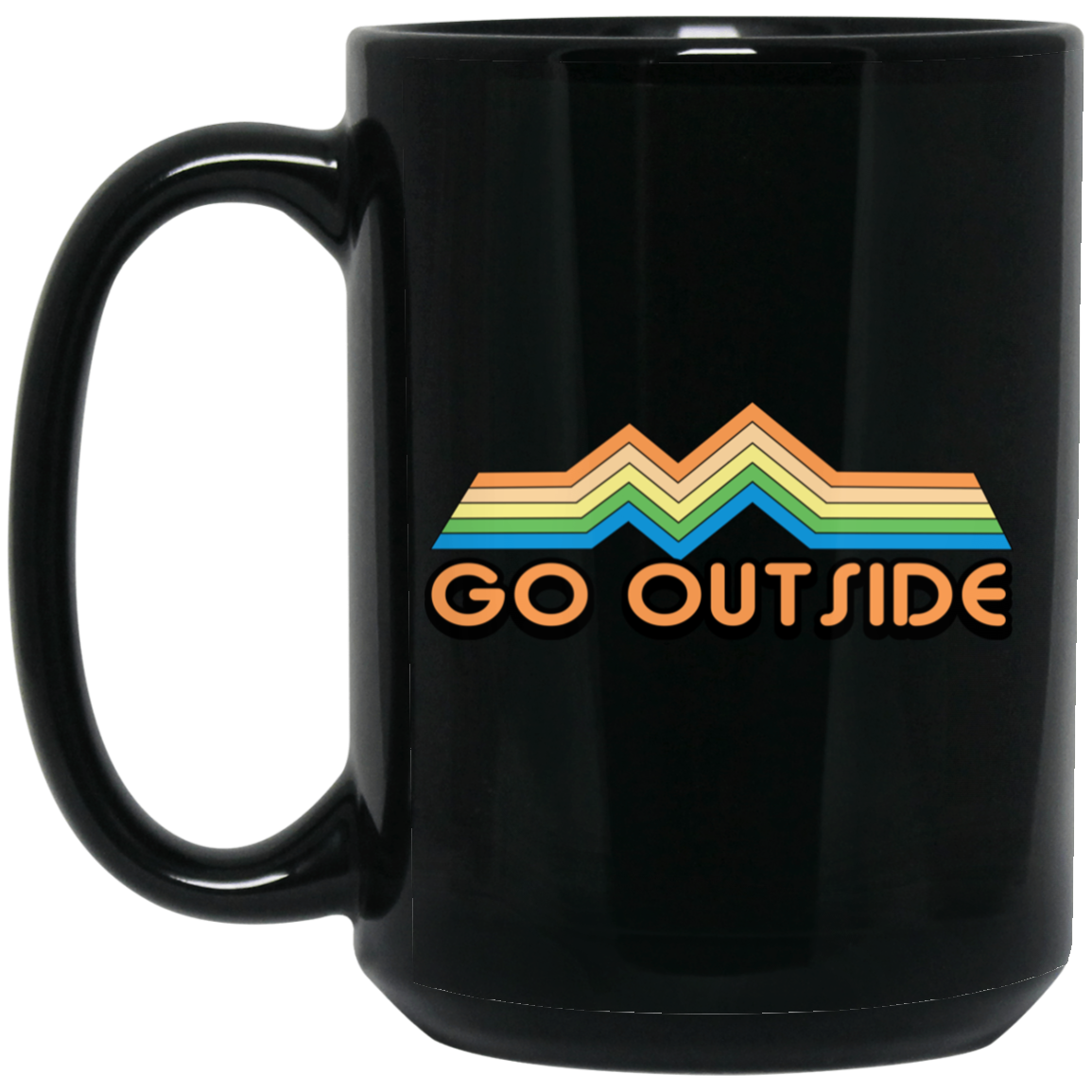 Go Outside Camping 15 oz. Black Coffee Mug