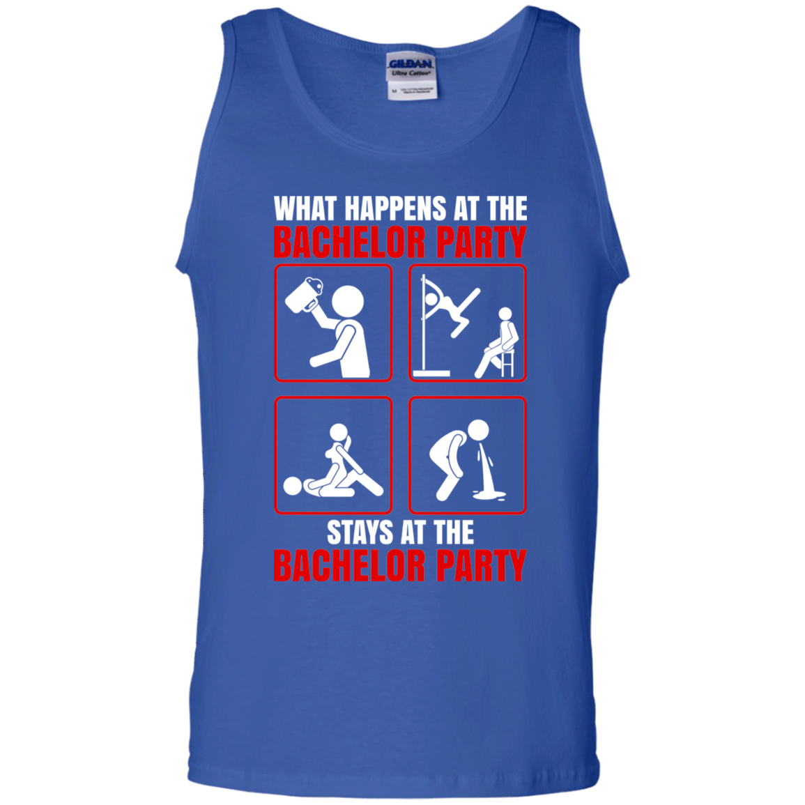 What Happens At The Bachelor Party Stays Funny Tank Top