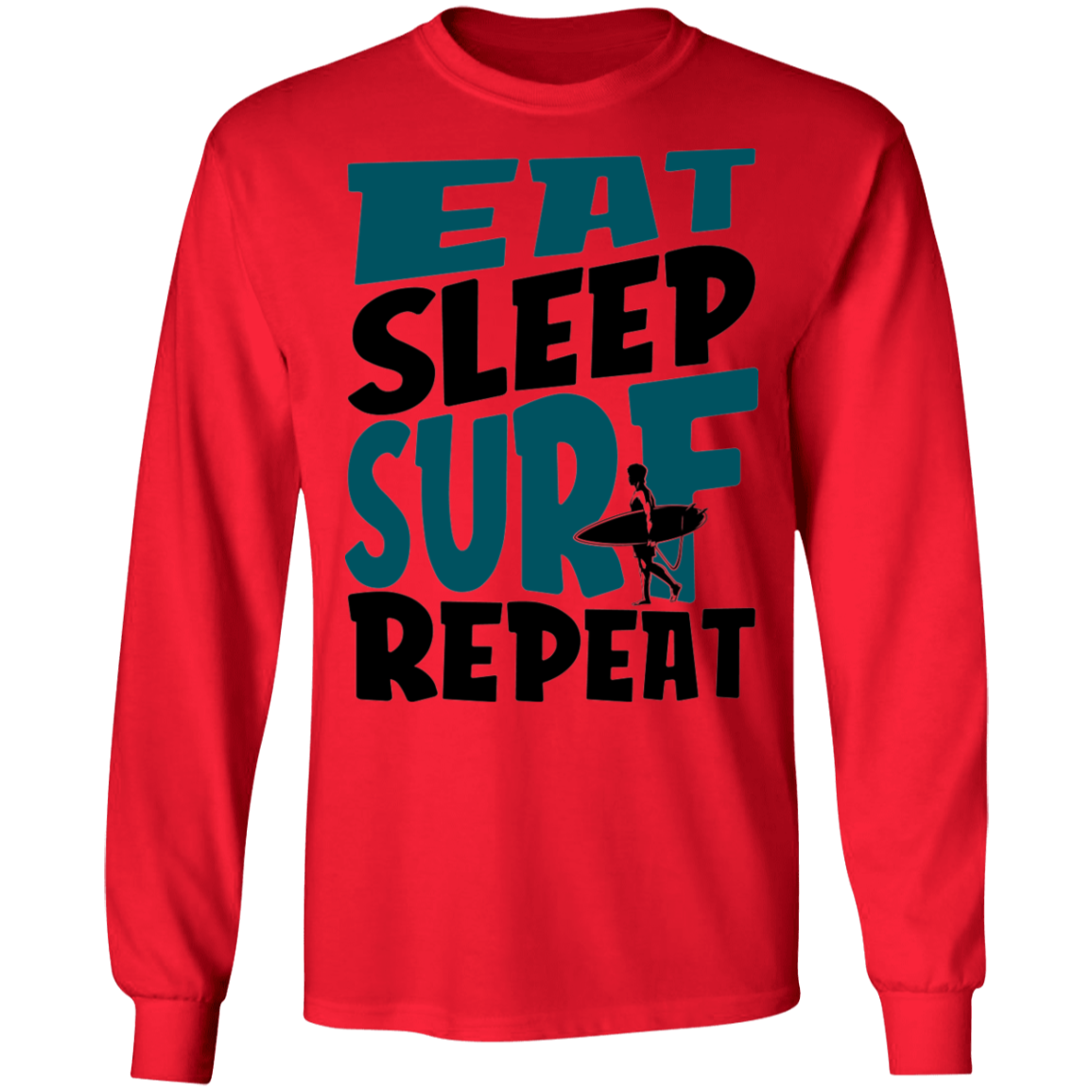 Eat Sleep Surf Repeat Beach Long Sleeve T-Shirt