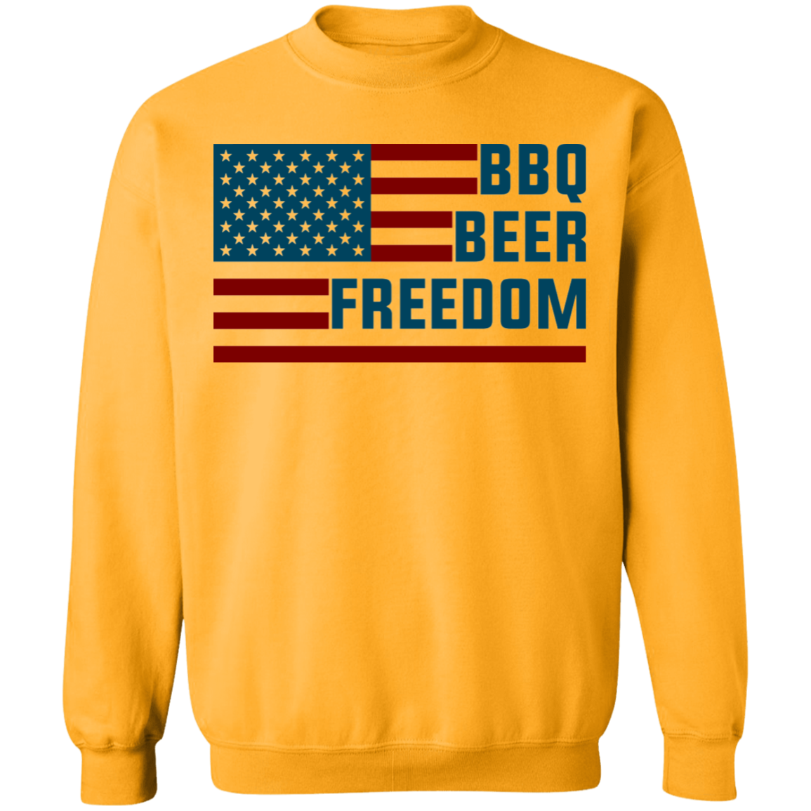 BBQ Beer Freedom American Flag Crewneck Sweatshirt