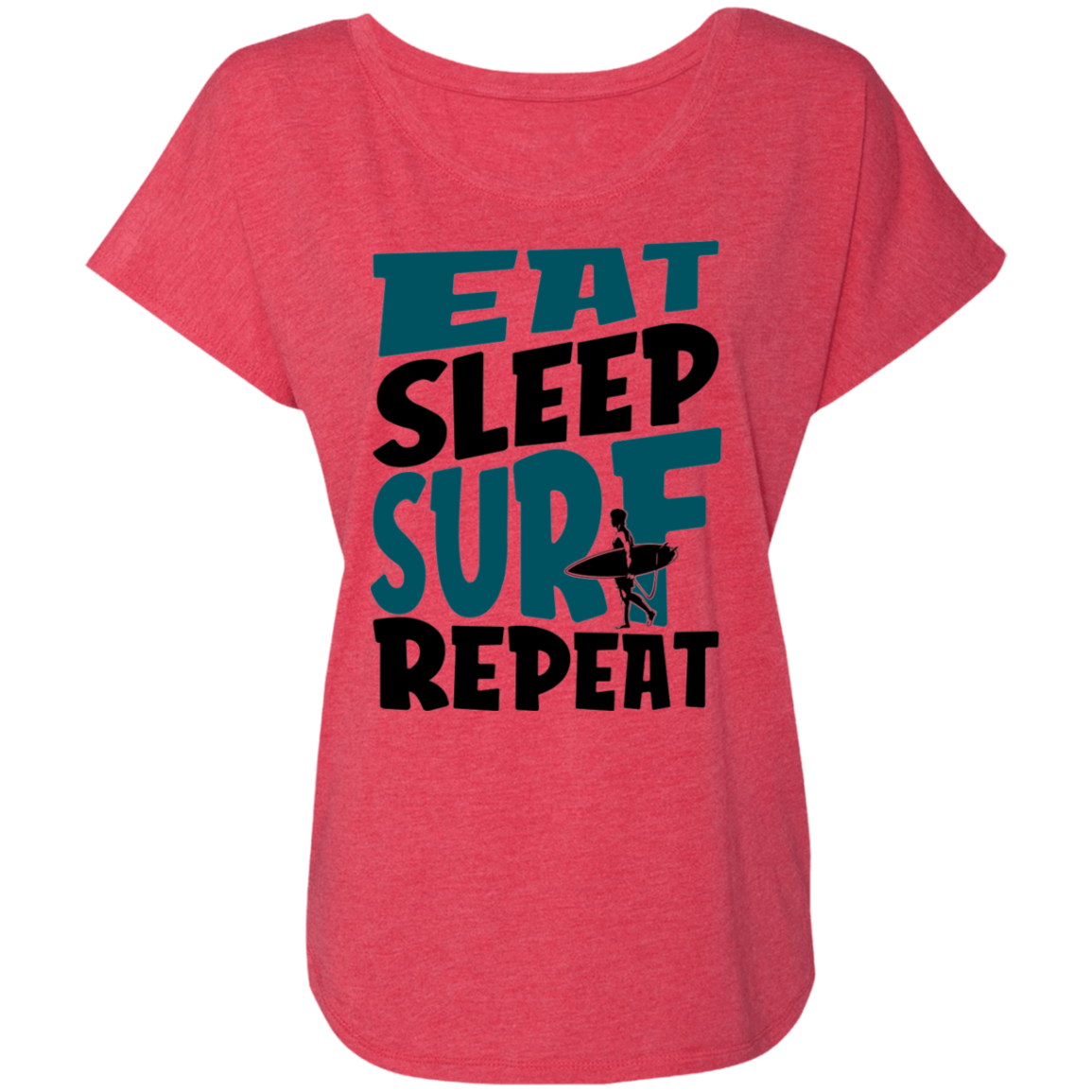 Eat Sleep Surf Repeat Beach Women's Dolman Sleeve