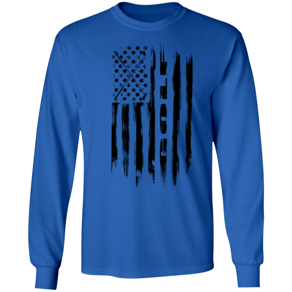 Golf Golfing American Flag Long Sleeve T-Shirt