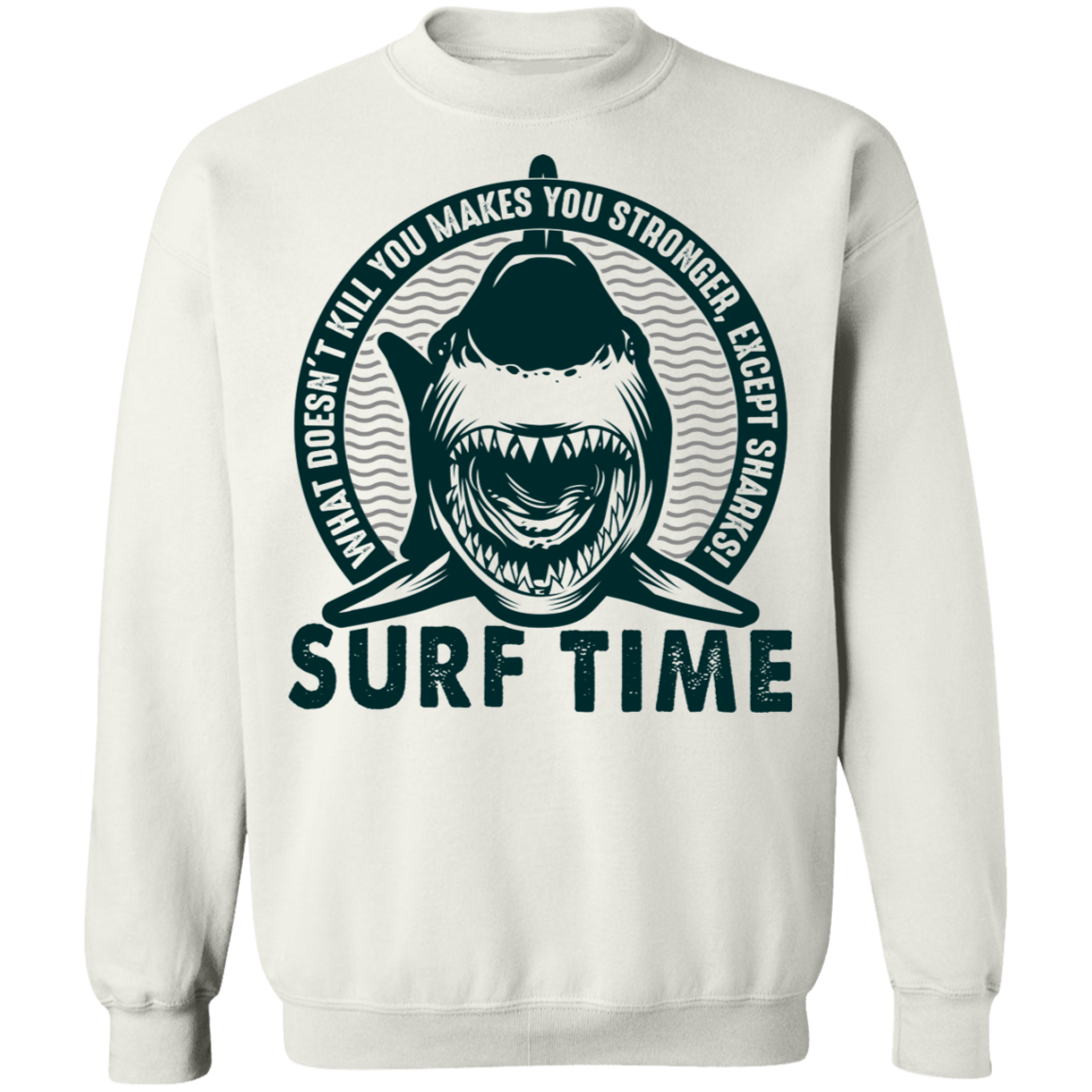 Surf Time Surfing Funny Shark Crewneck Sweatshirt