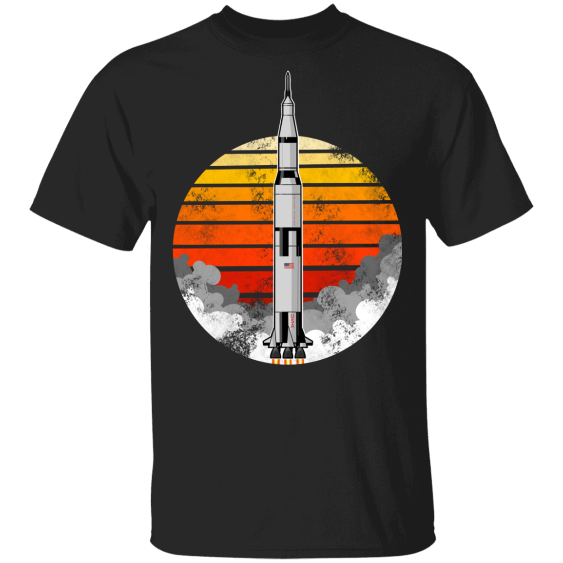 Men's Space USA Sun Rocket Ship Launch T-Shirt