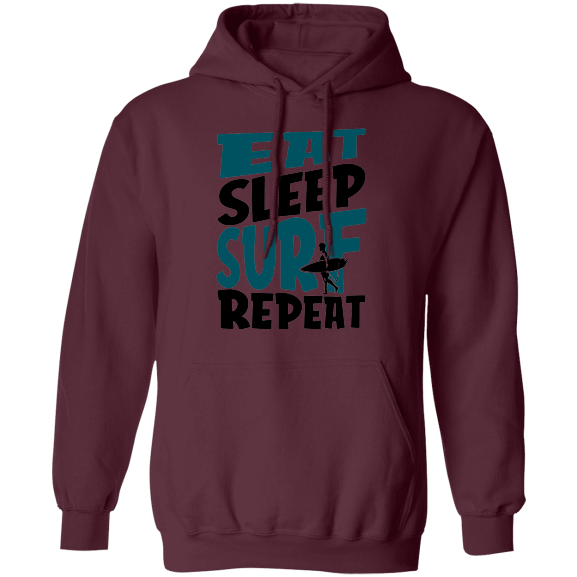 Eat Sleep Surf Repeat Surfing Pullover Hoodie