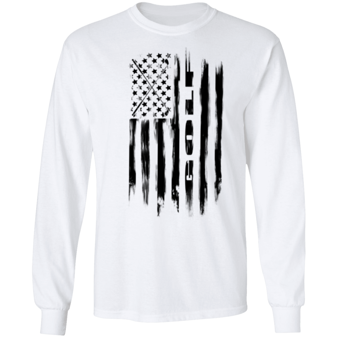 Golf Golfing American Flag Long Sleeve T-Shirt