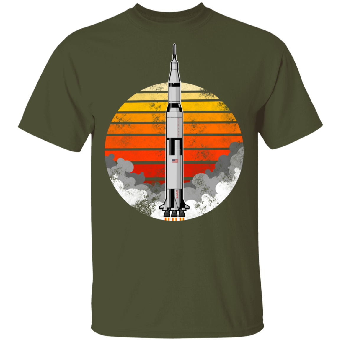 Men's Space USA Sun Rocket Ship Launch T-Shirt