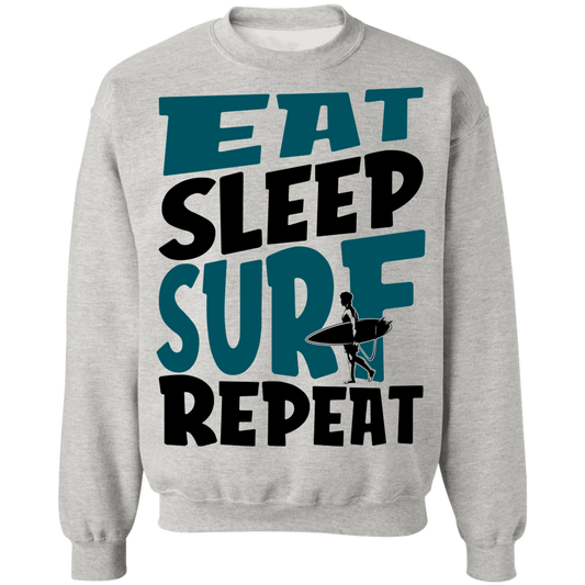 Eat Sleep Surf Repeat Surfing Crewneck Sweatshirt