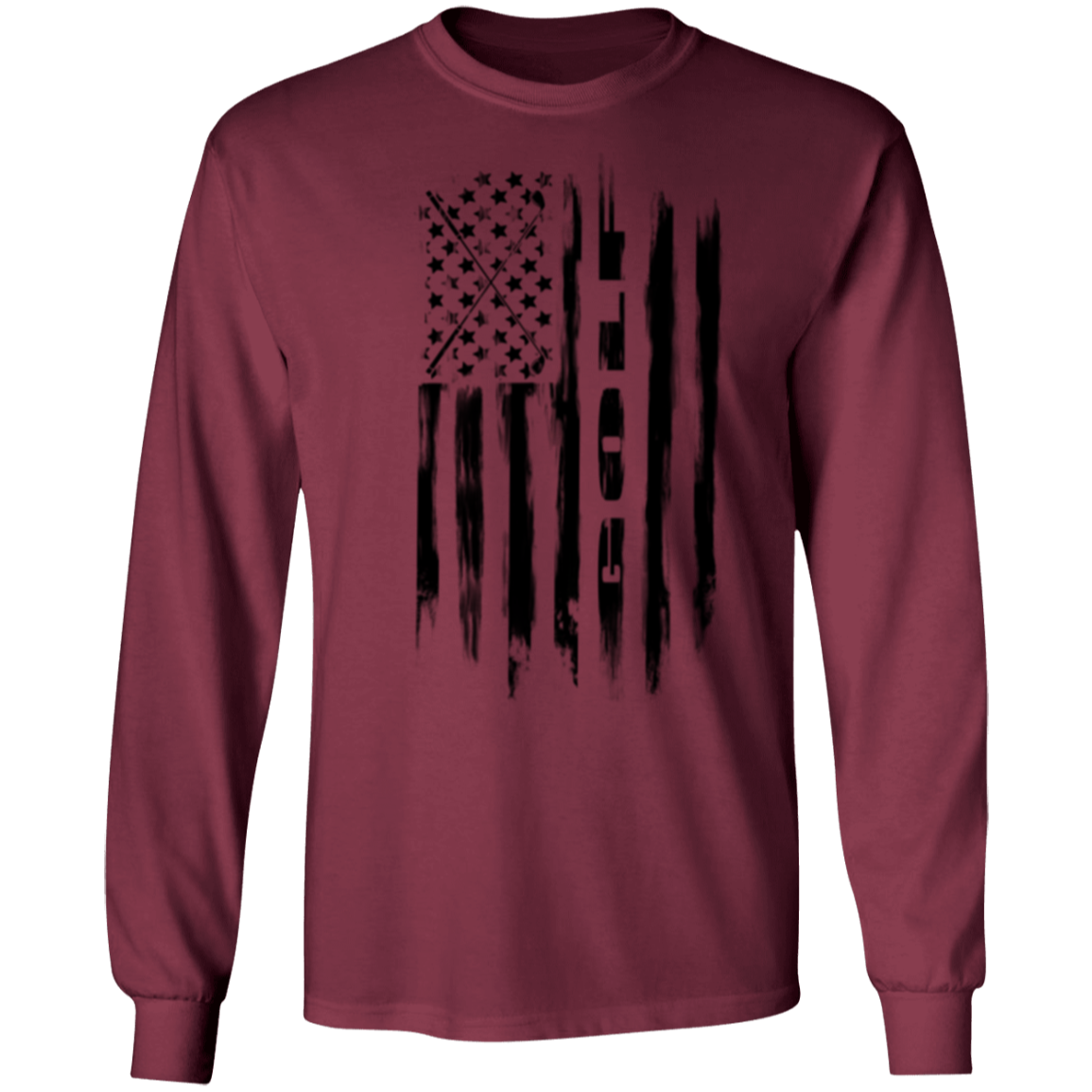 Golf Golfing American Flag Long Sleeve T-Shirt