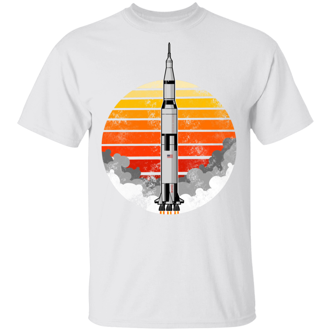 Men's Space USA Sun Rocket Ship Launch T-Shirt