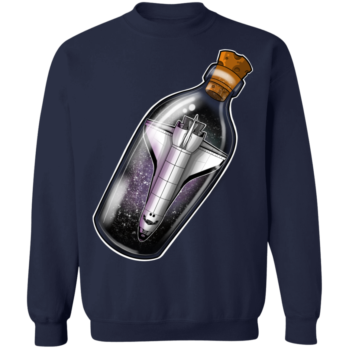 Spacecraft in a Bottle Spaceship Crewneck Pullover Sweatshirt