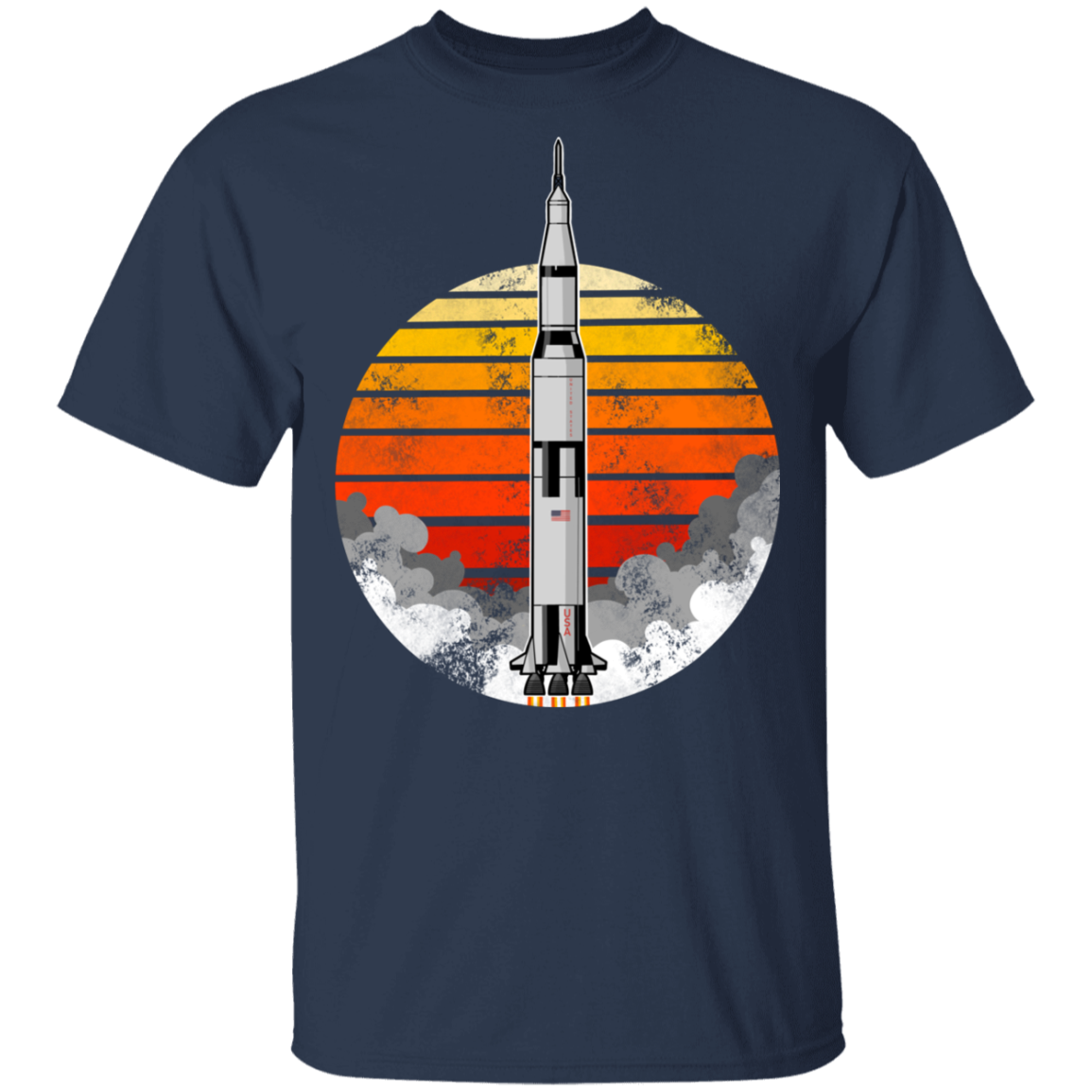 Men's Space USA Sun Rocket Ship Launch T-Shirt