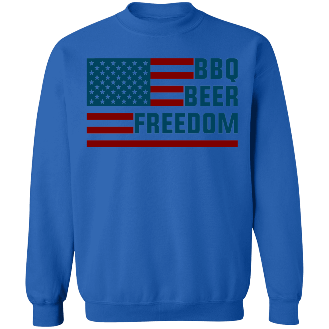 BBQ Beer Freedom American Flag Crewneck Sweatshirt