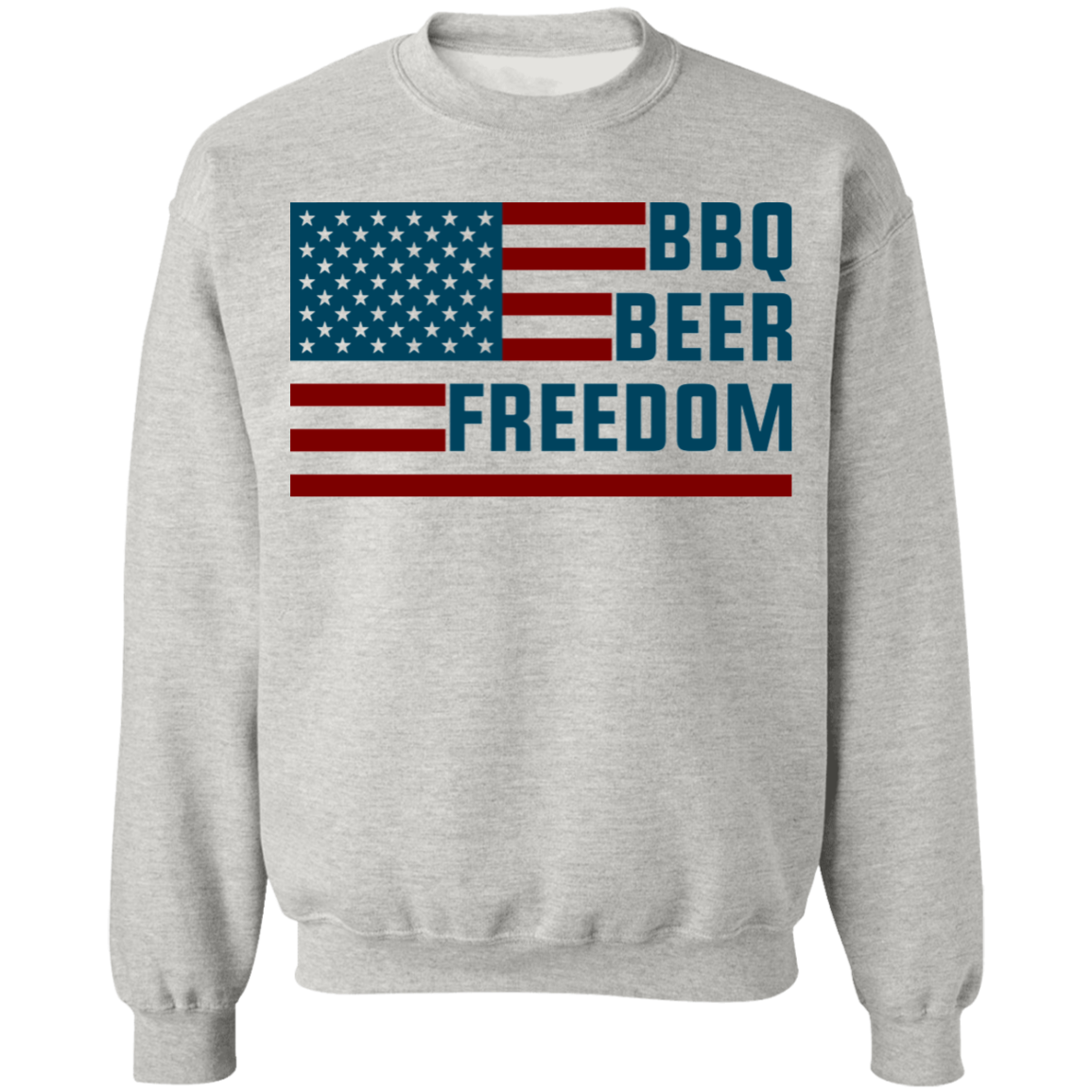 BBQ Beer Freedom American Flag Crewneck Sweatshirt