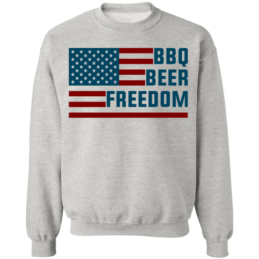 BBQ Beer Freedom American Flag Crewneck Sweatshirt