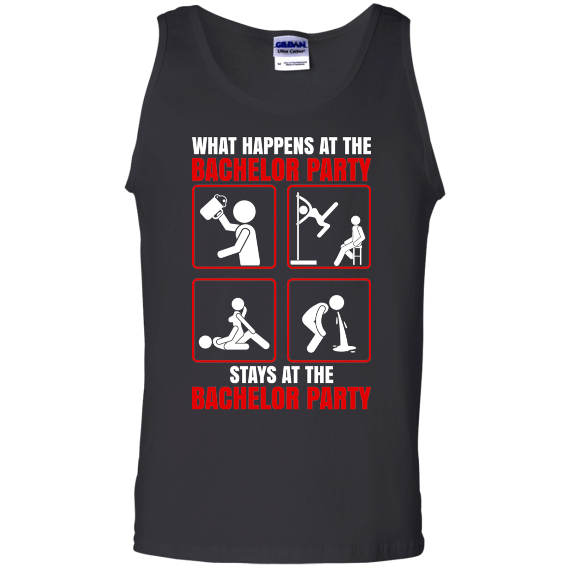 What Happens At The Bachelor Party Stays Funny Tank Top