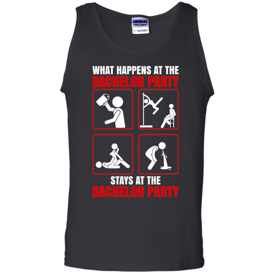 What Happens At The Bachelor Party Stays Funny Tank Top