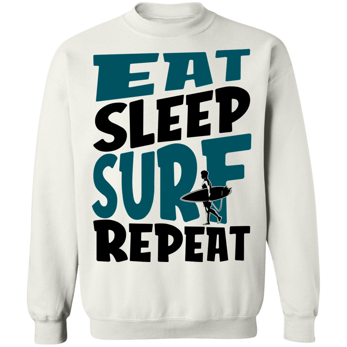 Eat Sleep Surf Repeat Surfing Crewneck Sweatshirt