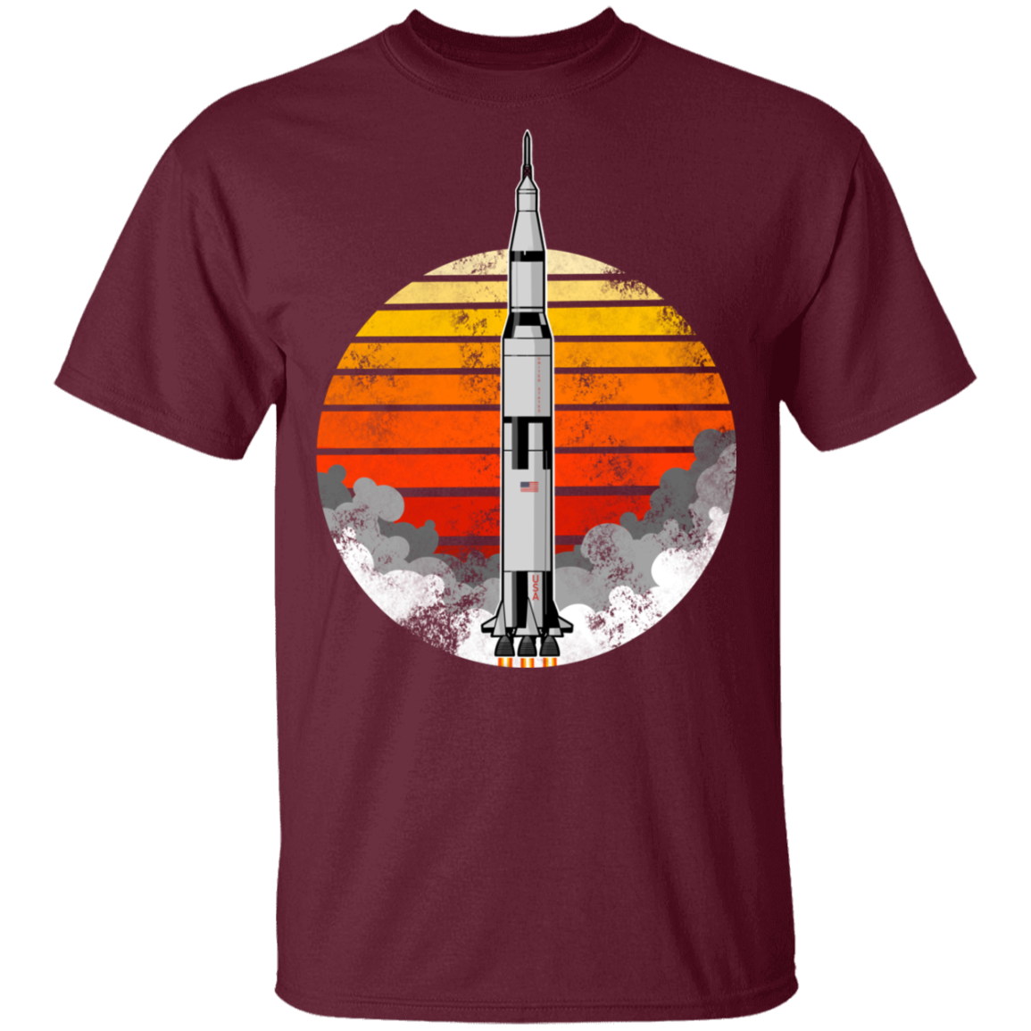 Men's Space USA Sun Rocket Ship Launch T-Shirt