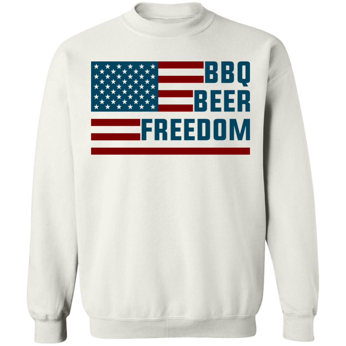BBQ Beer Freedom American Flag Crewneck Sweatshirt