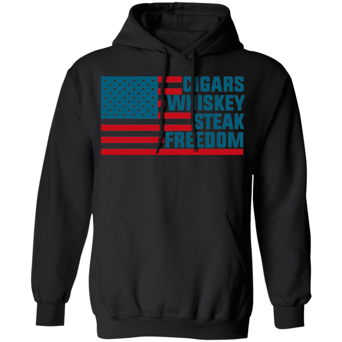 Cigars Whiskey Steak Freedom American Flag Pullover Hoodie