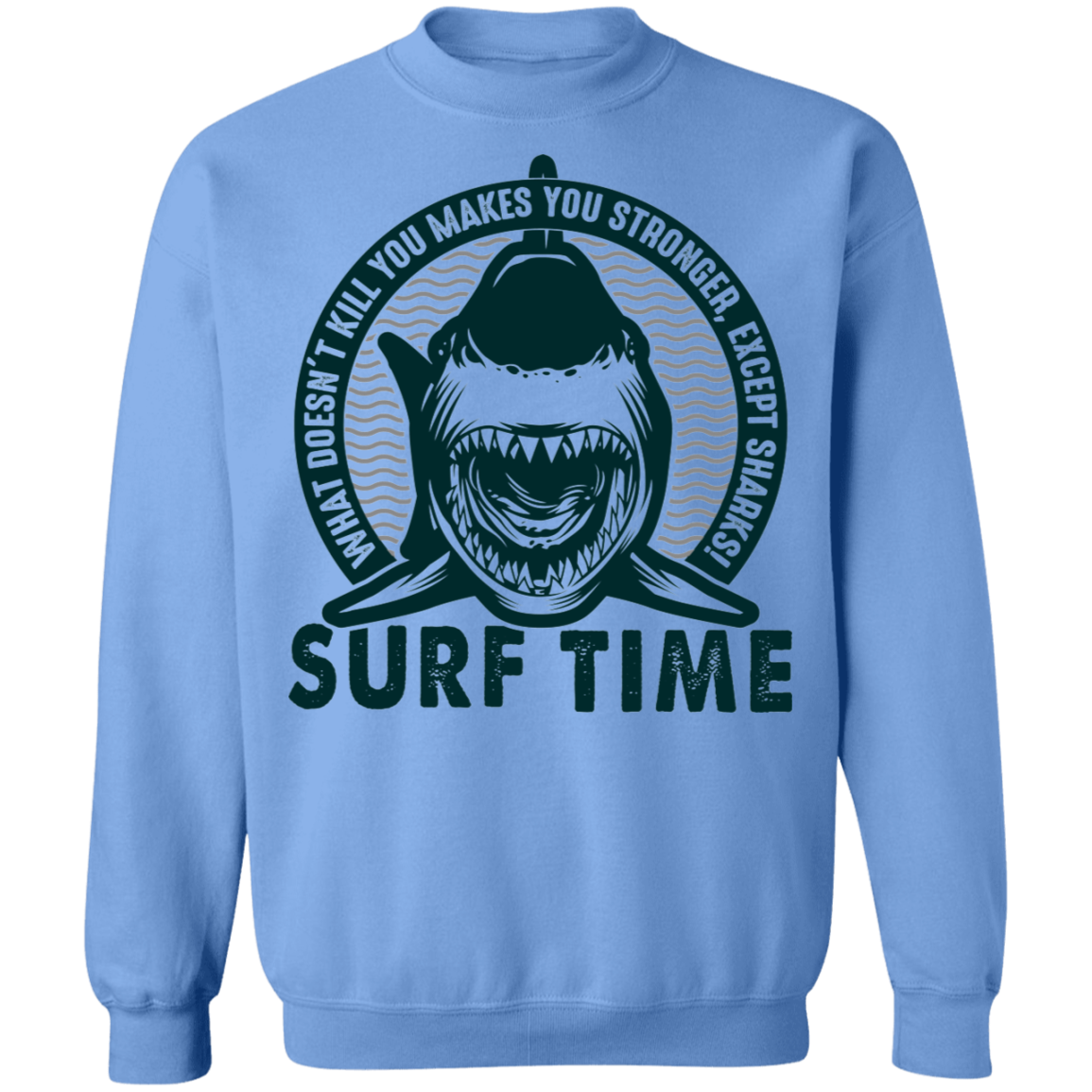 Surf Time Surfing Funny Shark Crewneck Sweatshirt