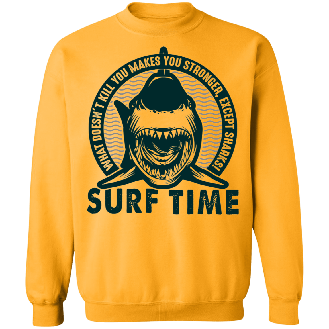 Surf Time Surfing Funny Shark Crewneck Sweatshirt