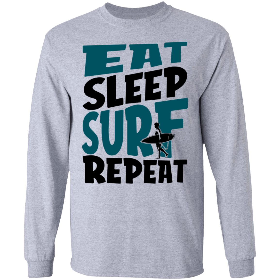 Eat Sleep Surf Repeat Beach Long Sleeve T-Shirt