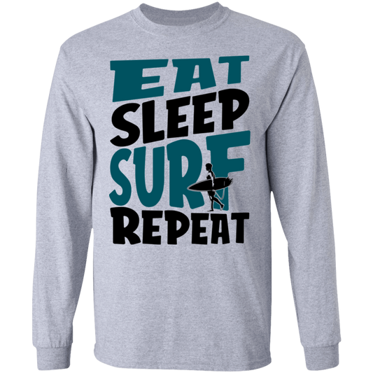 Eat Sleep Surf Repeat Beach Long Sleeve T-Shirt