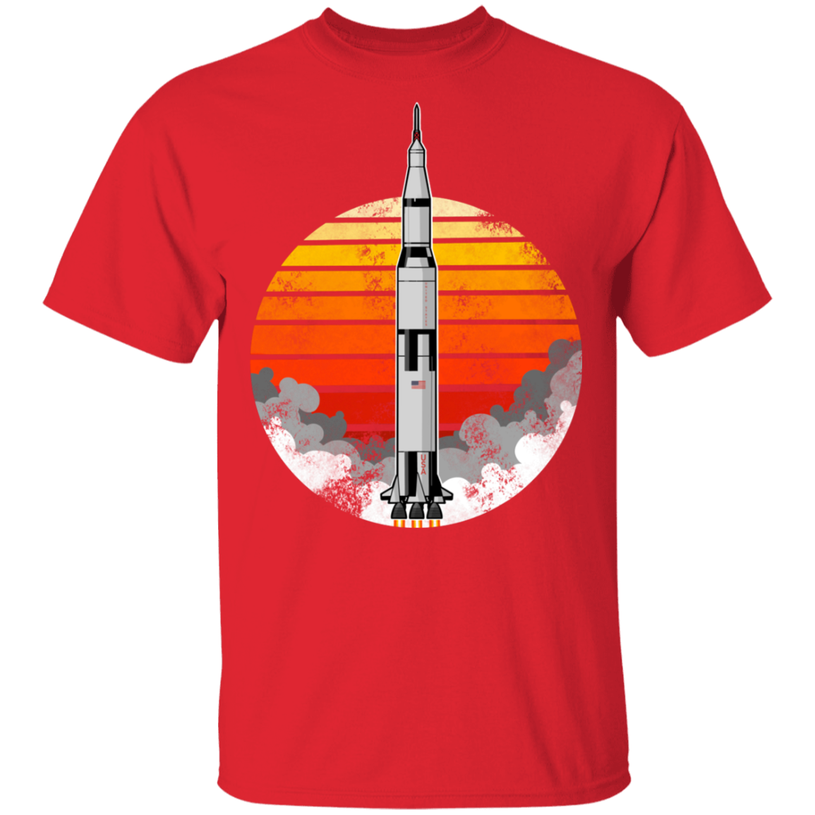 Men's Space USA Sun Rocket Ship Launch T-Shirt