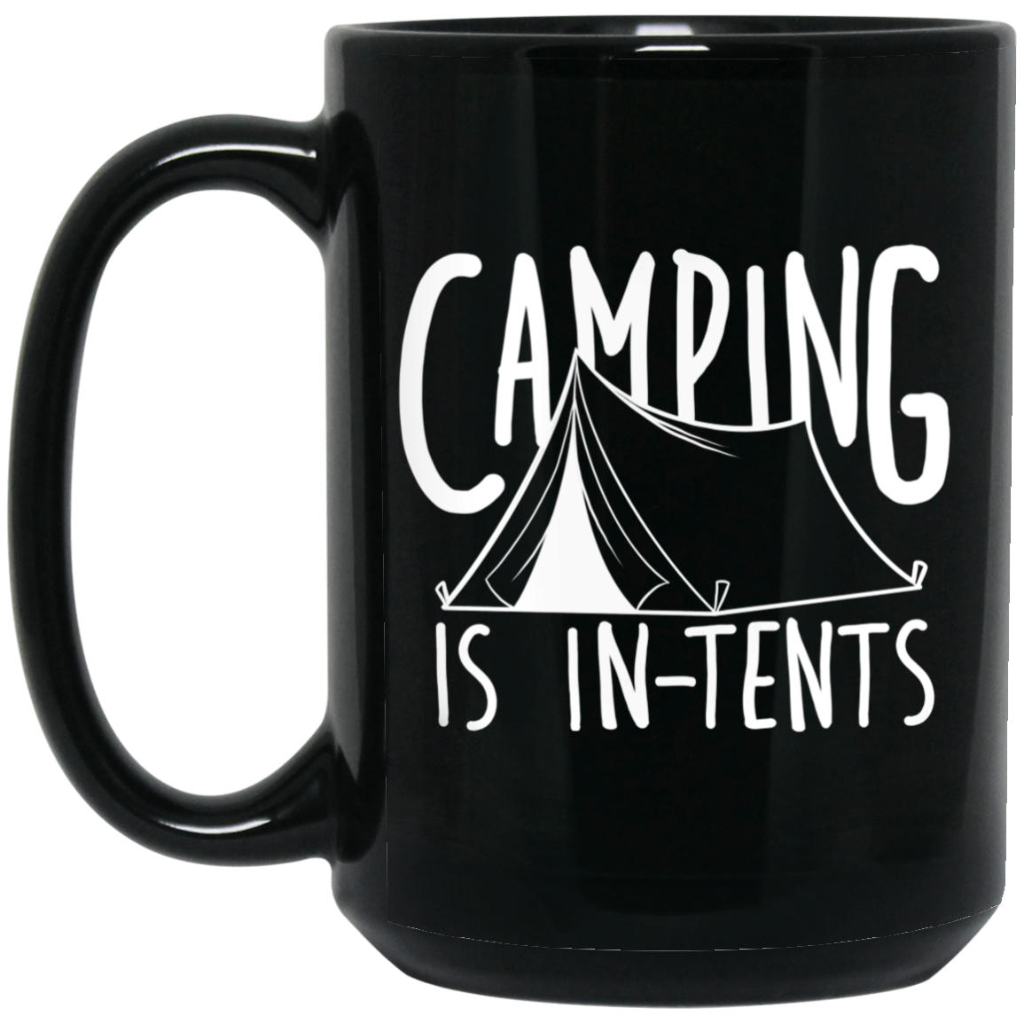 Camping In Tents 15 oz. Black Coffee Mug
