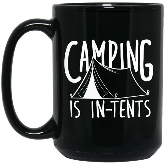 Camping In Tents 15 oz. Black Coffee Mug