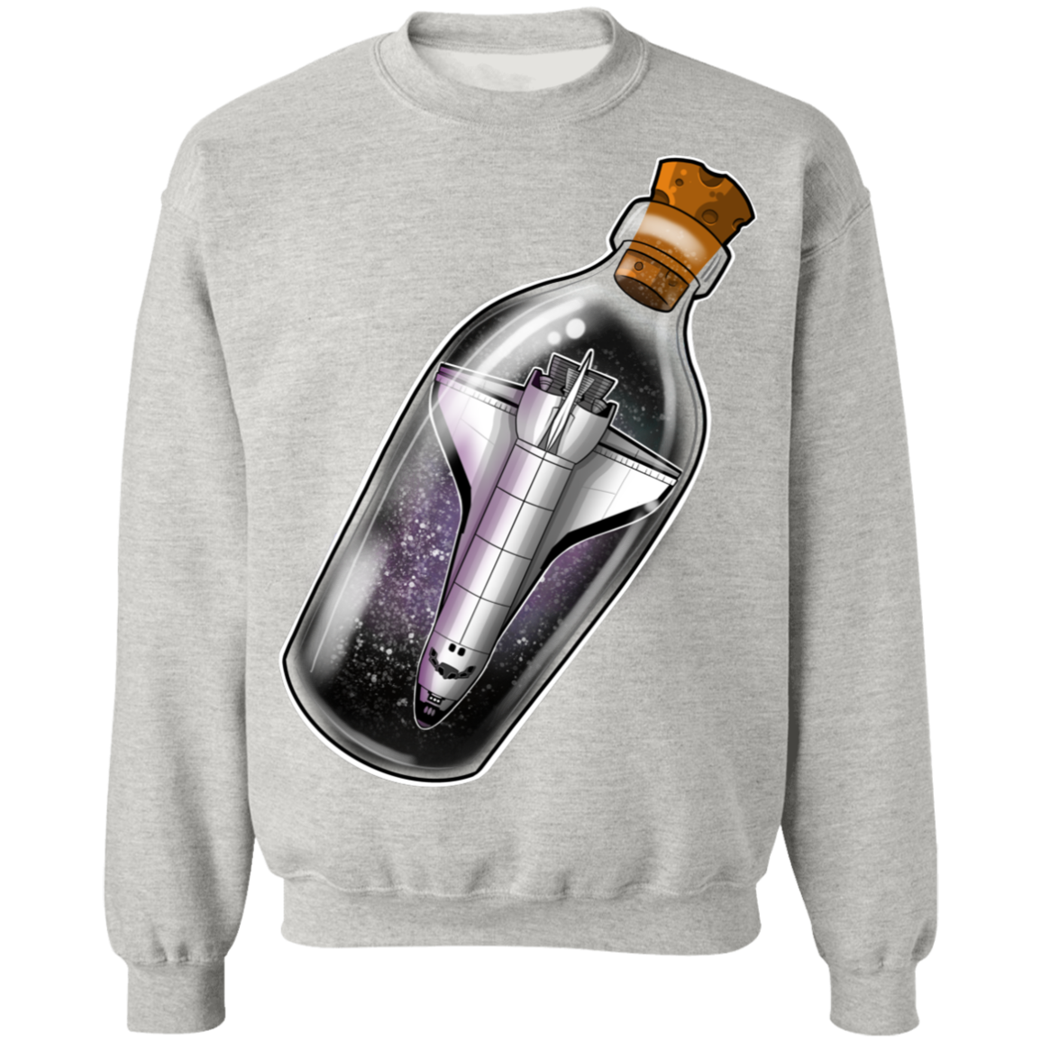 Spacecraft in a Bottle Spaceship Crewneck Pullover Sweatshirt