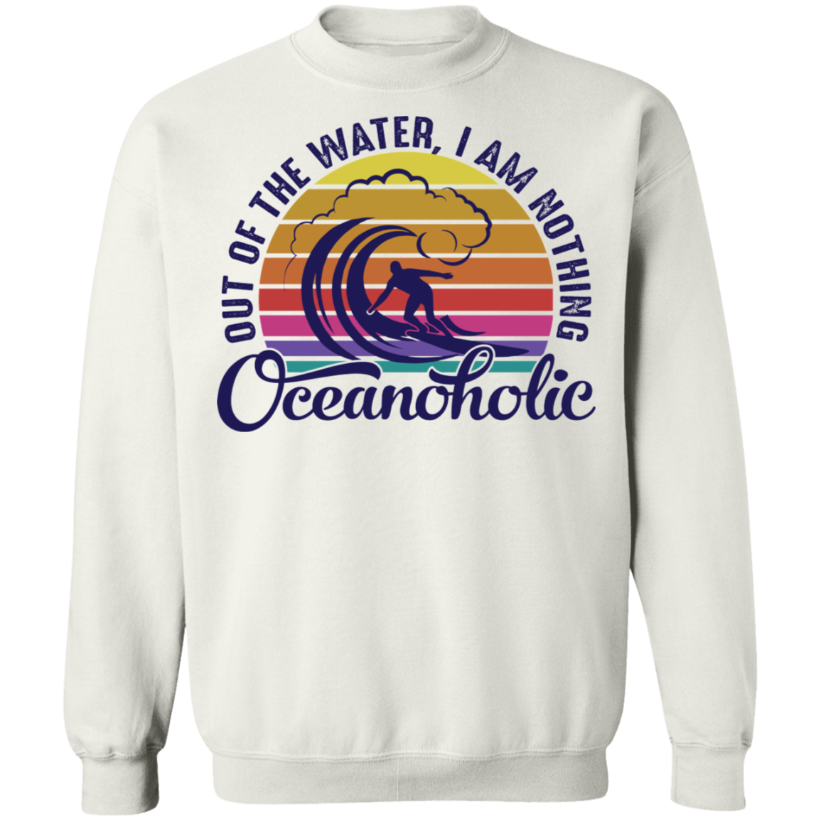 Oceanholic Surfing Beach Ocean Crewneck Sweatshirt