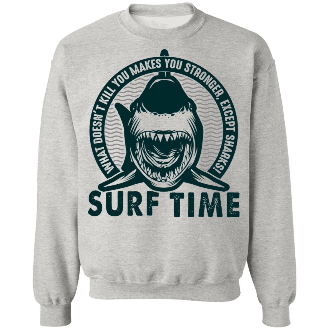 Surf Time Surfing Funny Shark Crewneck Sweatshirt
