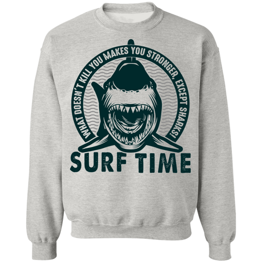 Surf Time Surfing Funny Shark Crewneck Sweatshirt