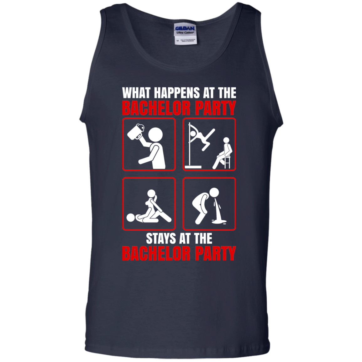 What Happens At The Bachelor Party Stays Funny Tank Top
