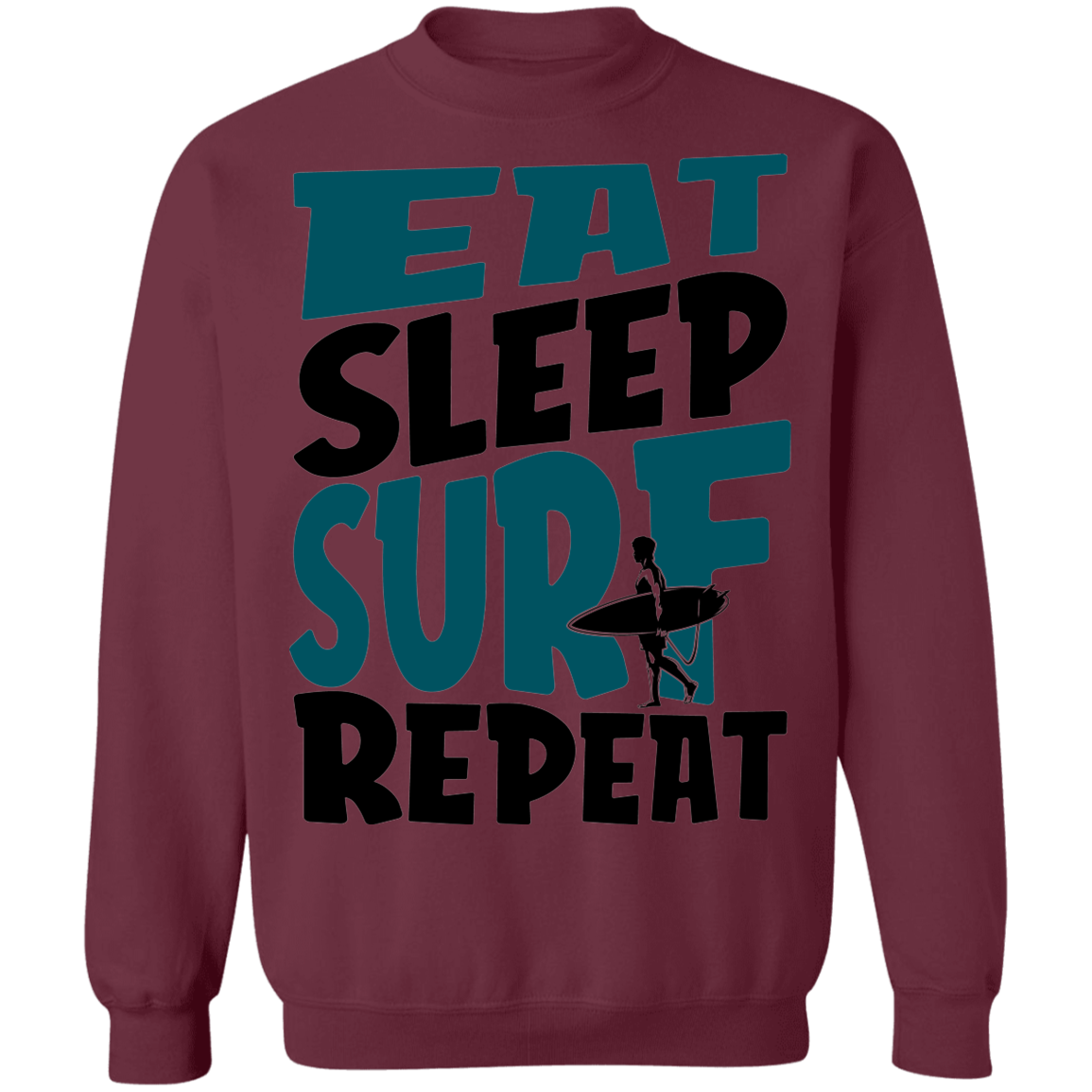 Eat Sleep Surf Repeat Surfing Crewneck Sweatshirt