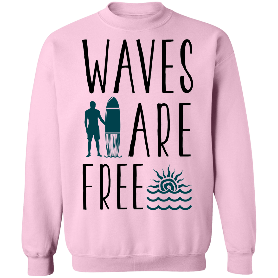 Waves Are Free Surfing Crewneck Sweatshirt