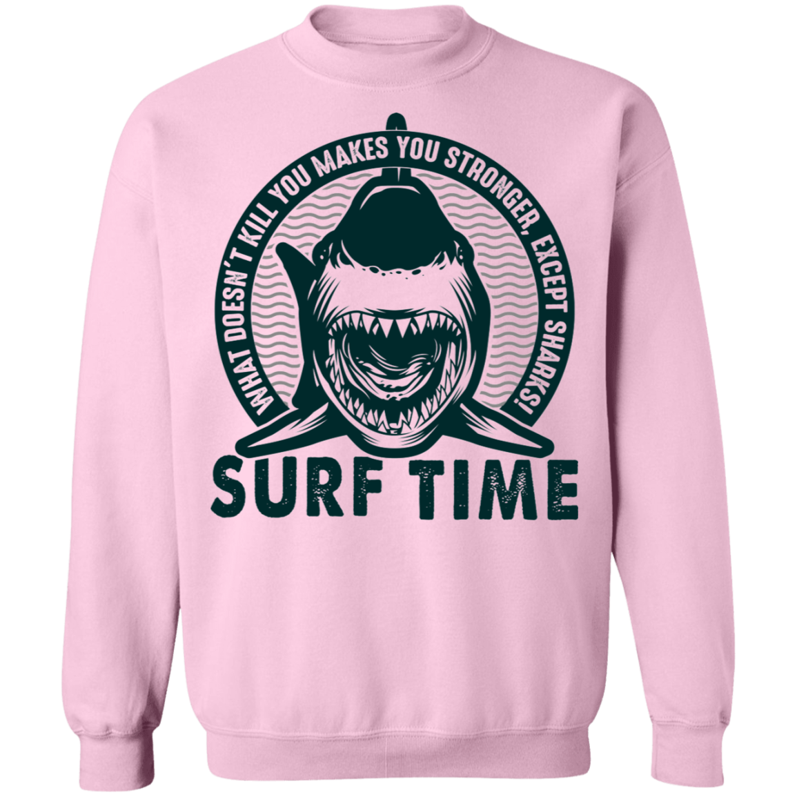 Surf Time Surfing Funny Shark Crewneck Sweatshirt
